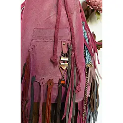 The Blue Lotus | Leather Boho Hand Bag - Pink