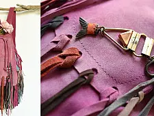 The Blue Lotus | Leather Boho Hand Bag - Pink