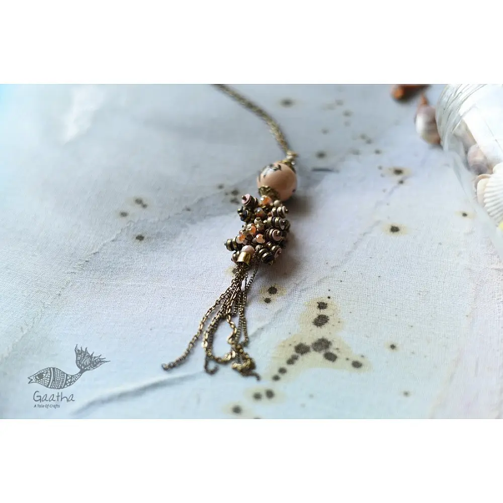 shop Beaded Dangler With Chain Tassels