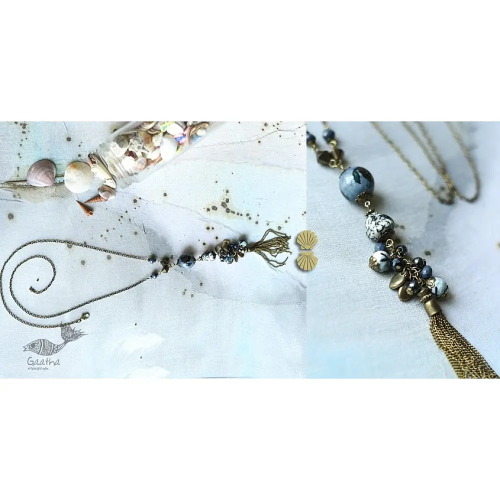 shop online Long Necklace with Chain Tassels