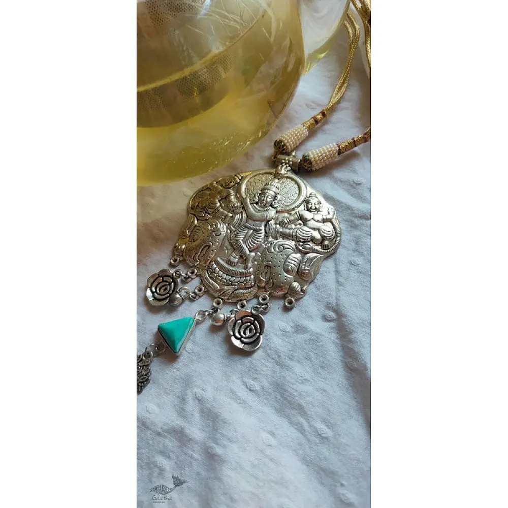 shop handmade Designer Bead & stone Long Necklace  - Krishna Pendant 