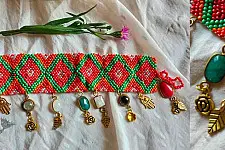 Power Goddess | Bead & Gemstone Bracelet - Red & Green