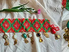 Power Goddess | Bead & Gemstone Bracelet - Red & Green