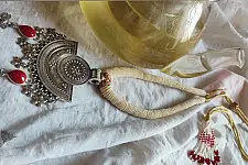 Power Goddess | Bead & Red stone Necklace