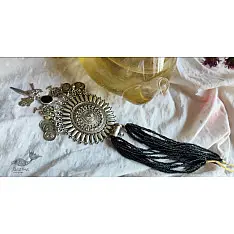 Power Goddess | Bead & stone Long Necklace - Black