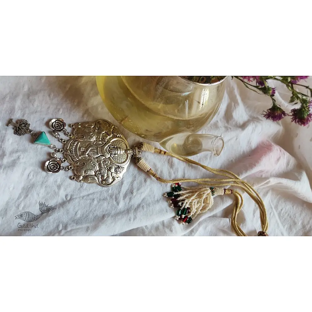 shop handmade Designer Bead & stone Long Necklace  - Krishna Pendant 