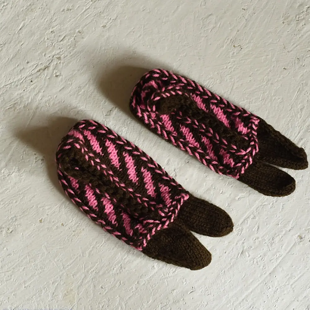 pink brown hand knitted himalayan woolen socks chevron pattern knit hairband winter leg warmers gaatha