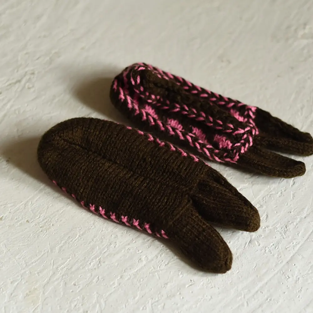 pink brown hand knitted himalayan woolen socks chevron pattern knit hairband winter leg warmers gaatha