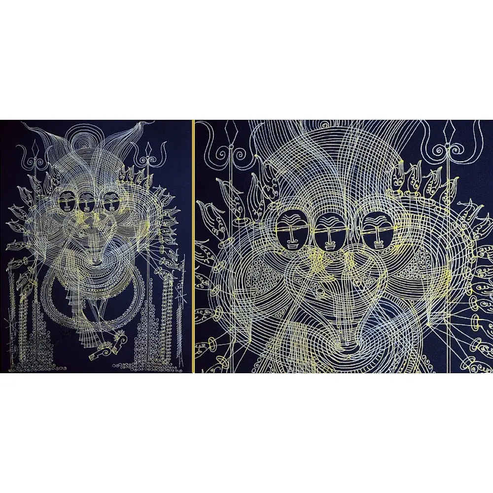 shop Surpur Art Painting - Brahma Vishnu Mahesh