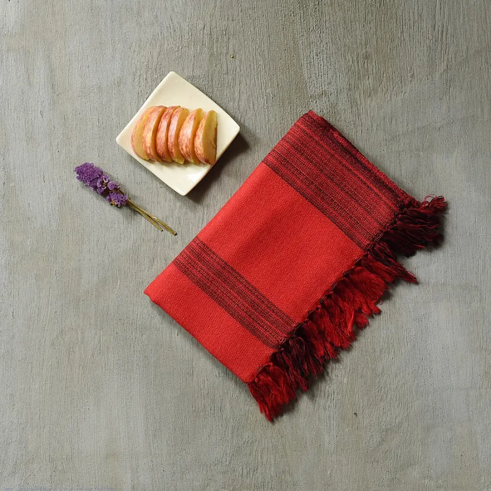 Shop Himalayan Handloom Woolen Stole ~ Red