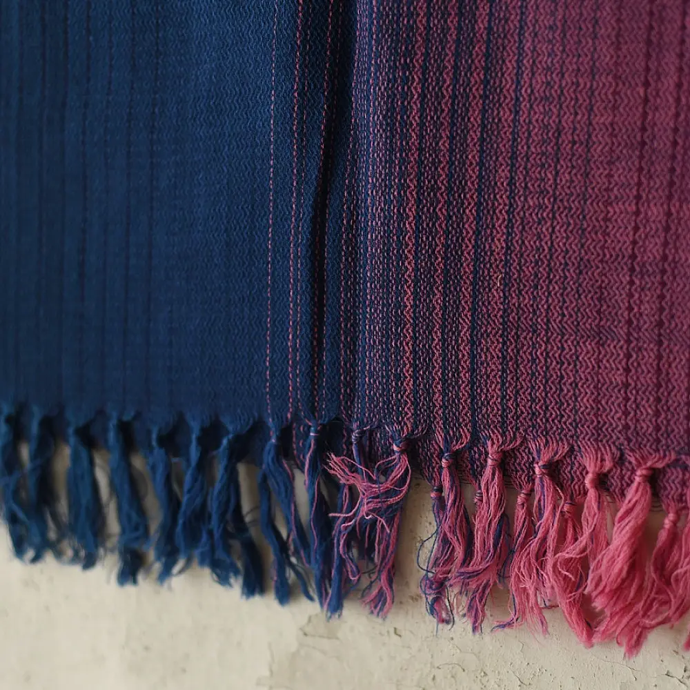 Shop Falguni | Handloom Himalayan Woolen Stole ~ Navy Blue & Purple Shaded