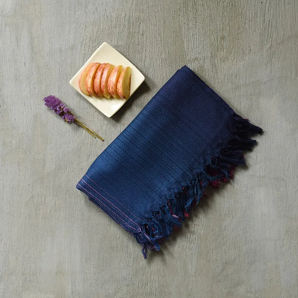 Shop Falguni | Handloom Himalayan Woolen Stole ~ Navy Blue & Purple Shaded