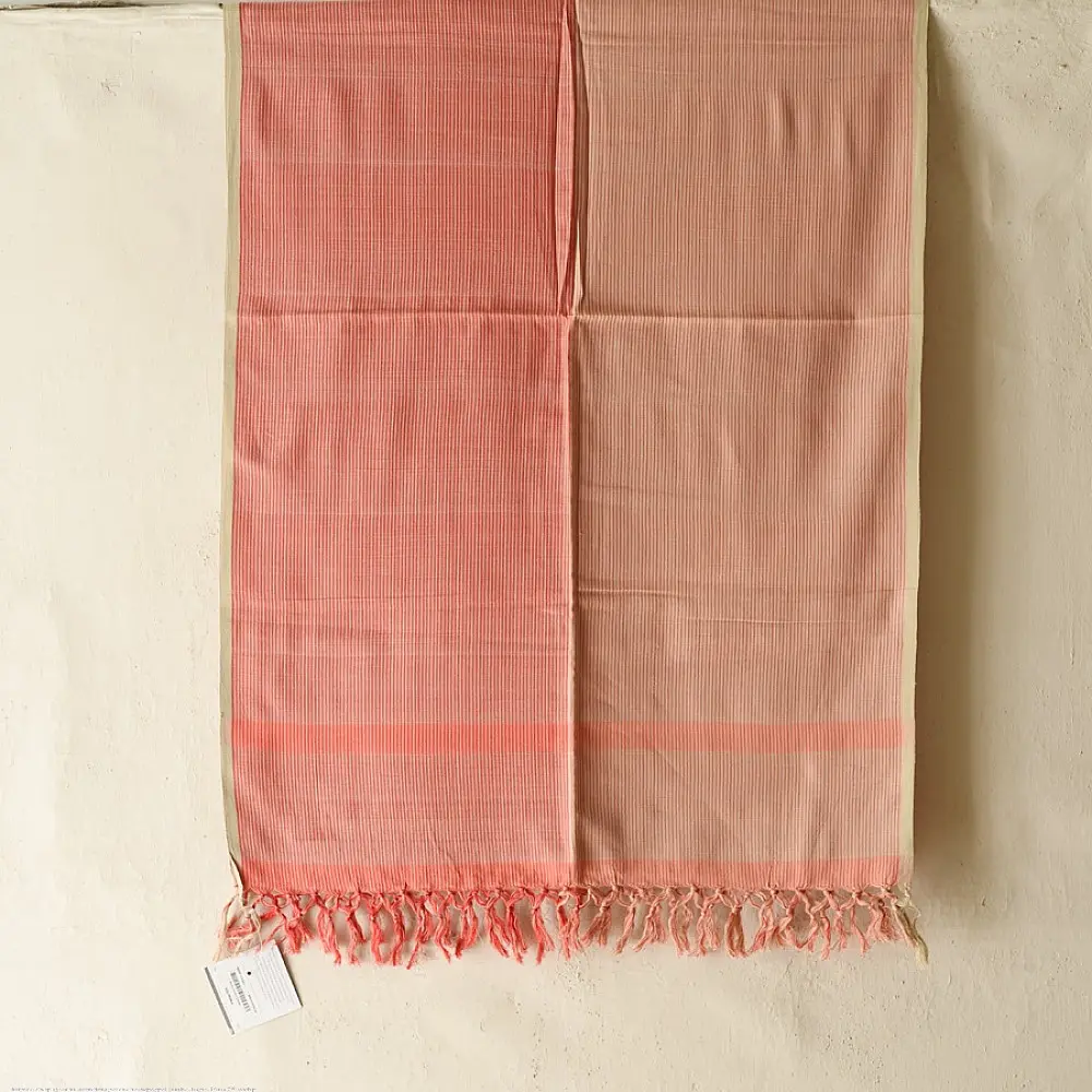 Buy Himalayan Handloom Cotton Stole Carrot Red