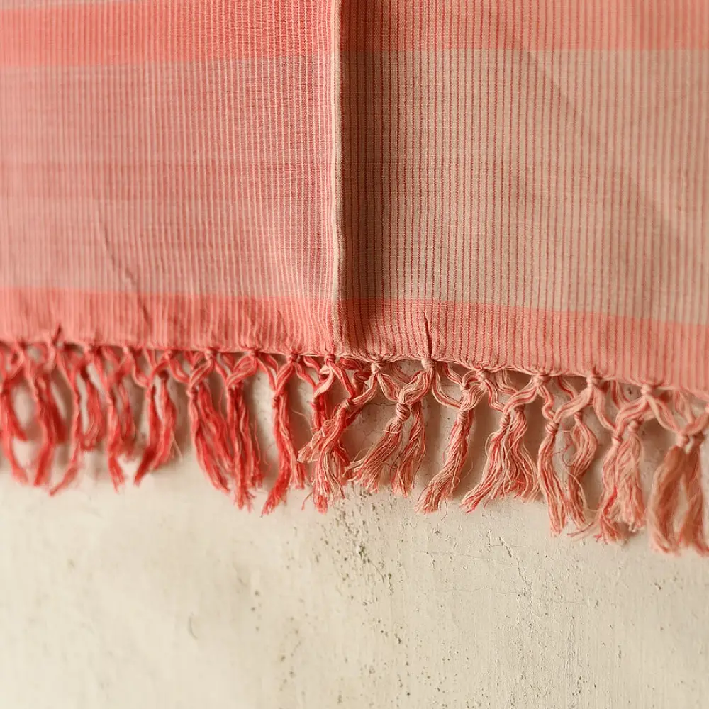 Buy Himalayan Handloom Cotton Stole Carrot Red