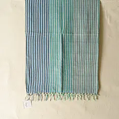 Mountain Loom ✜ Handloom Cotton Stole - Blue Stipes