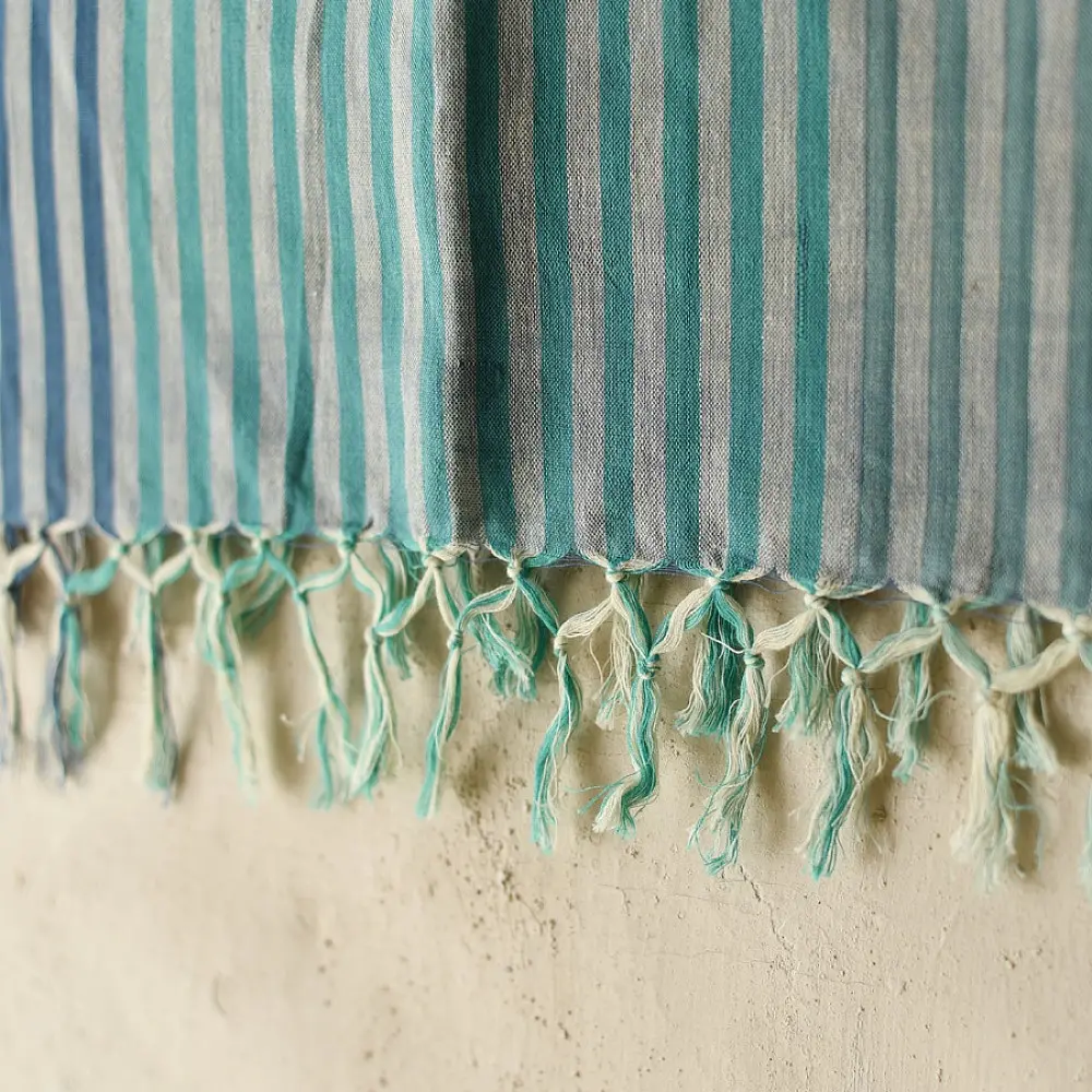 Buy Himalayan Handloom Cotton Stole Blue Stipes