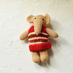 Guppy | Himalayan Knitted Woolen Soft Toy - Elephant (Red)