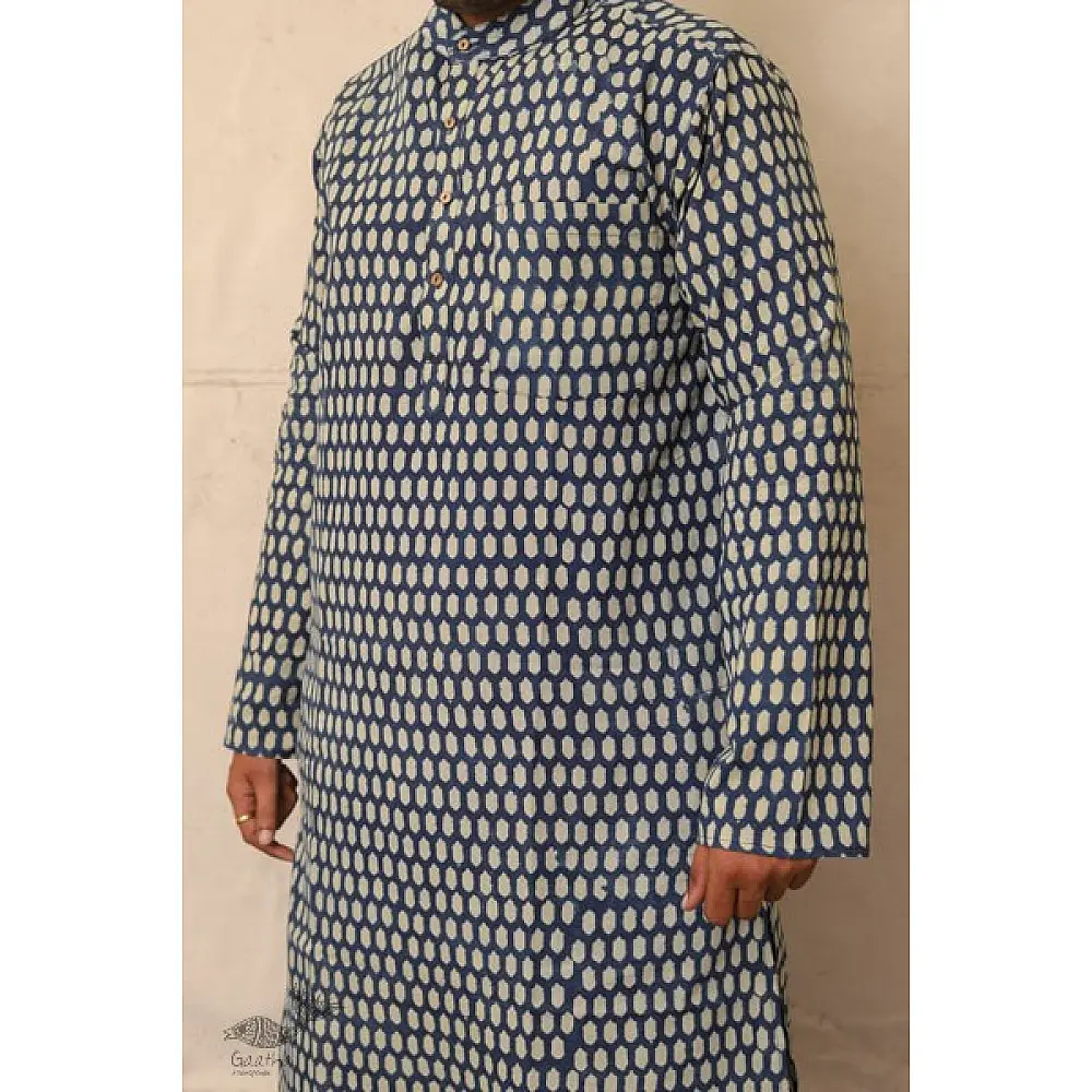 Advay : अद्वय  | Ajrakh printed - Cotton long kurta - 8