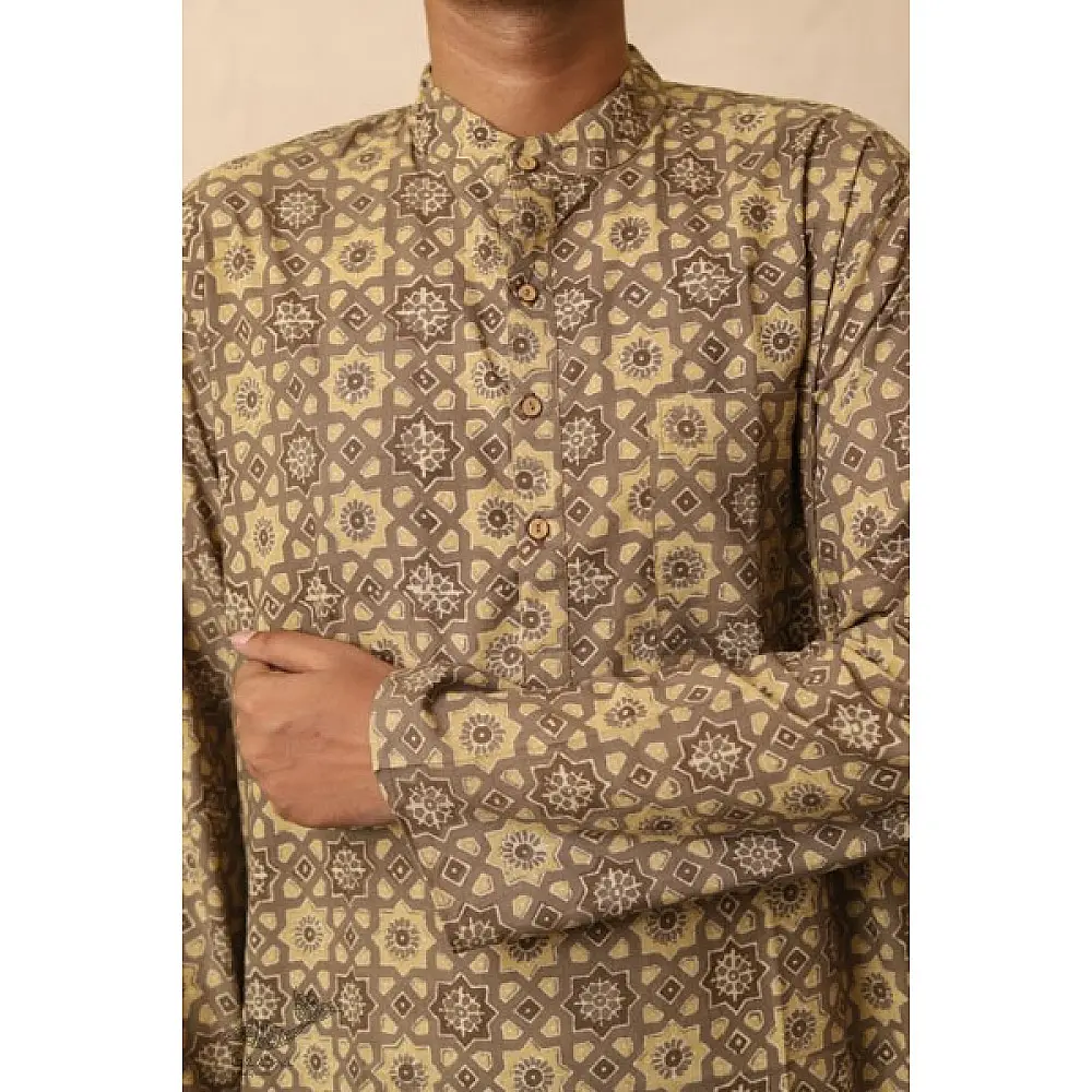 Advay : अद्वय  | Ajrakh printed - Cotton long kurta - 5