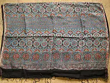 फ़लक ✽ Ajrakh Linen Saree ~ 01