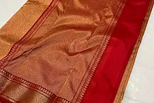 Padmapriya | Handwoven Chanderi Silk Full Zari Saree - Red & Golden