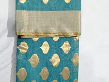 Padmapriya | Handwoven Chanderi Silk saree - Sky Blue