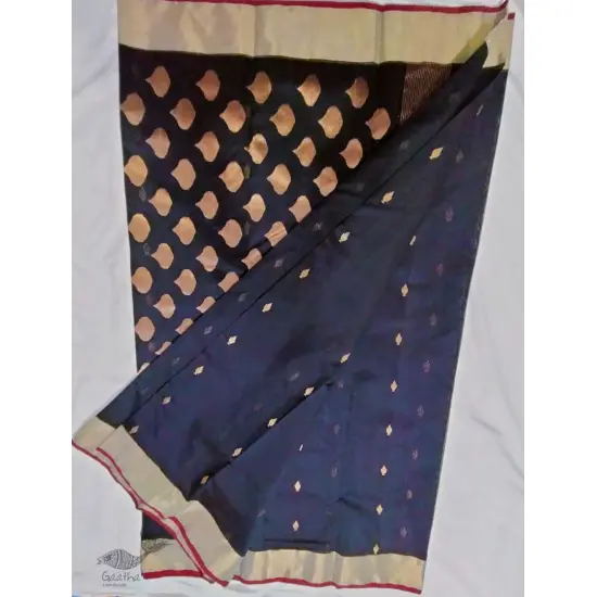 online shop handwoven chandri silk Black saree