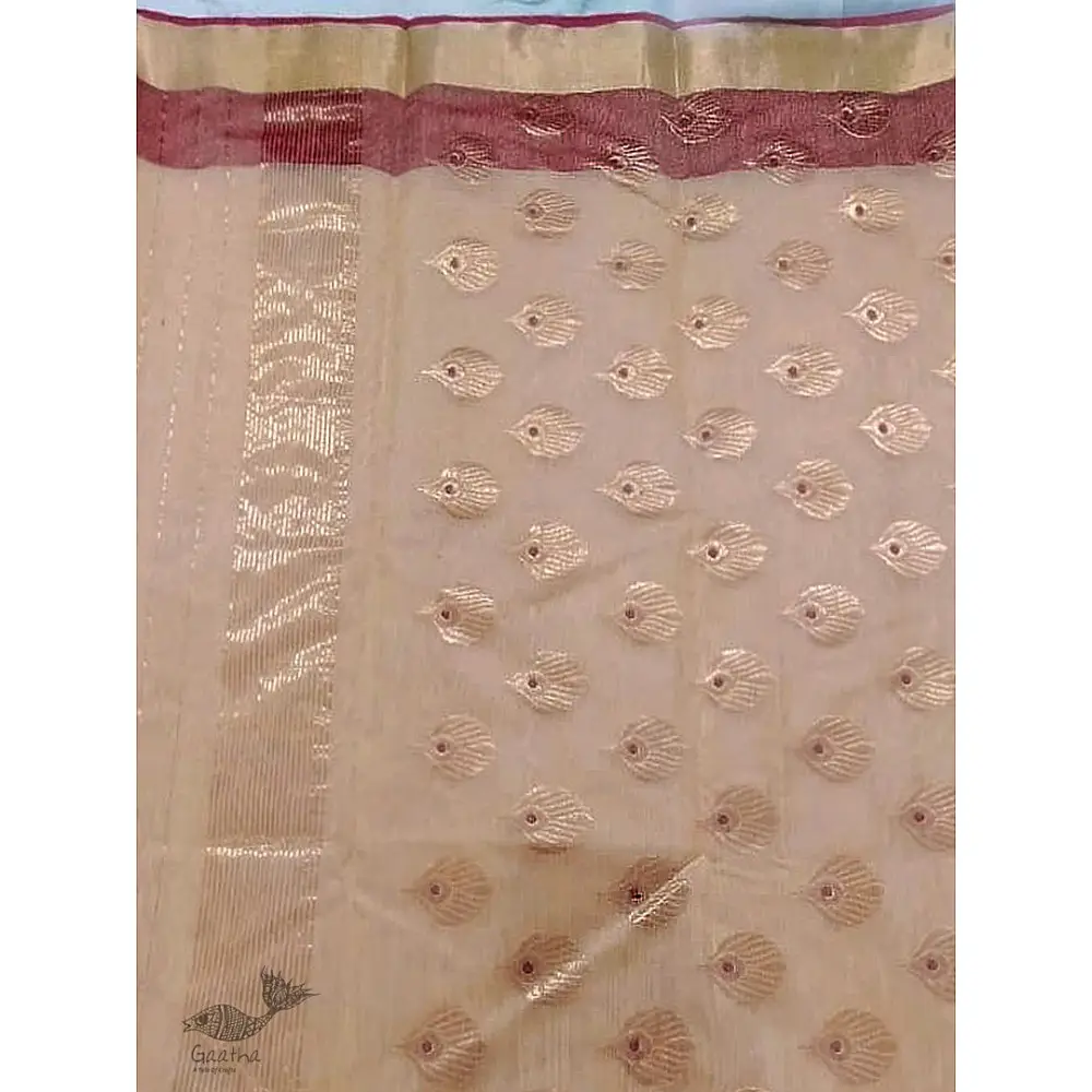 online shop handwoven chandri silk saree  Light Yellow