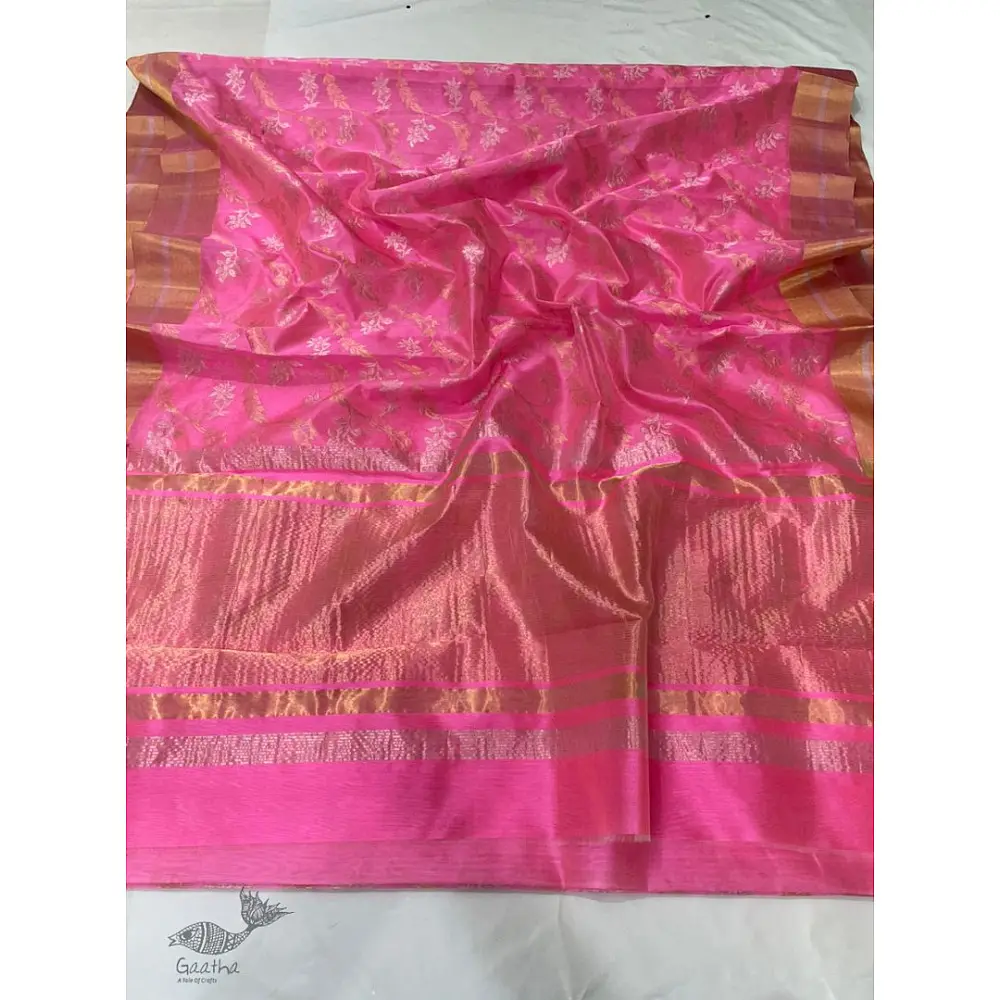 online shop handwoven chandri silk Light Pink saree