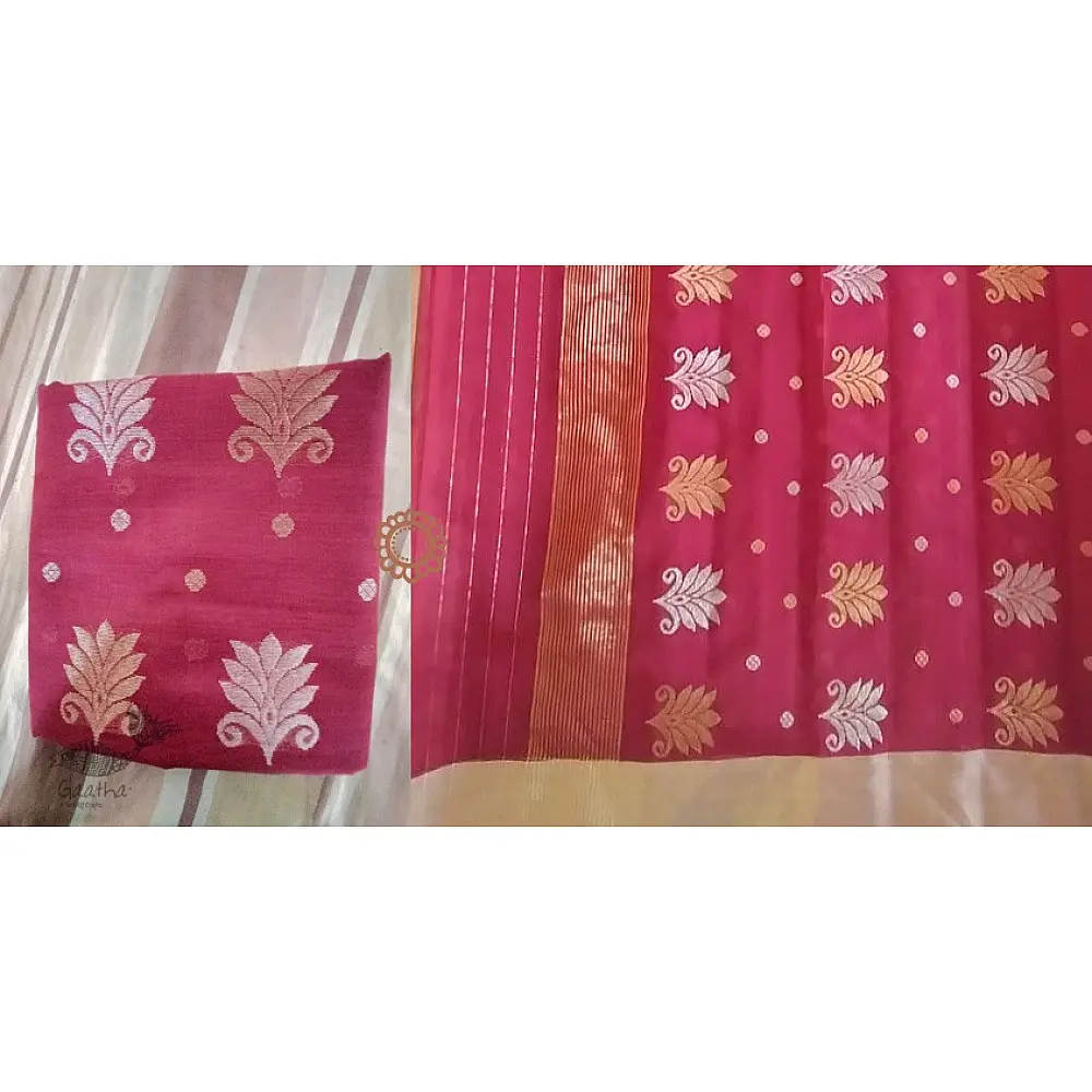 online shop handwoven chandri silk pink saree