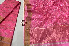 Padmapriya | Chanderi Silk - Handwoven Saree - Light Pink