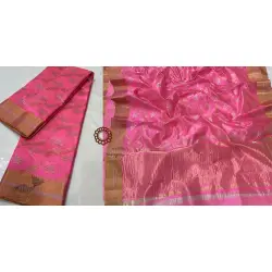 Padmapriya | Chanderi Silk - Handwoven Saree - Light Pink