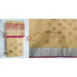 Padmapriya | Chanderi Silk - Handwoven Saree - Light Yellow