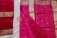 Padmapriya | Chanderi Silk - Handwoven Saree - Rani Pink