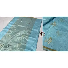 Padmapriya | Chanderi Silk - Handwoven Saree - Sky Blue