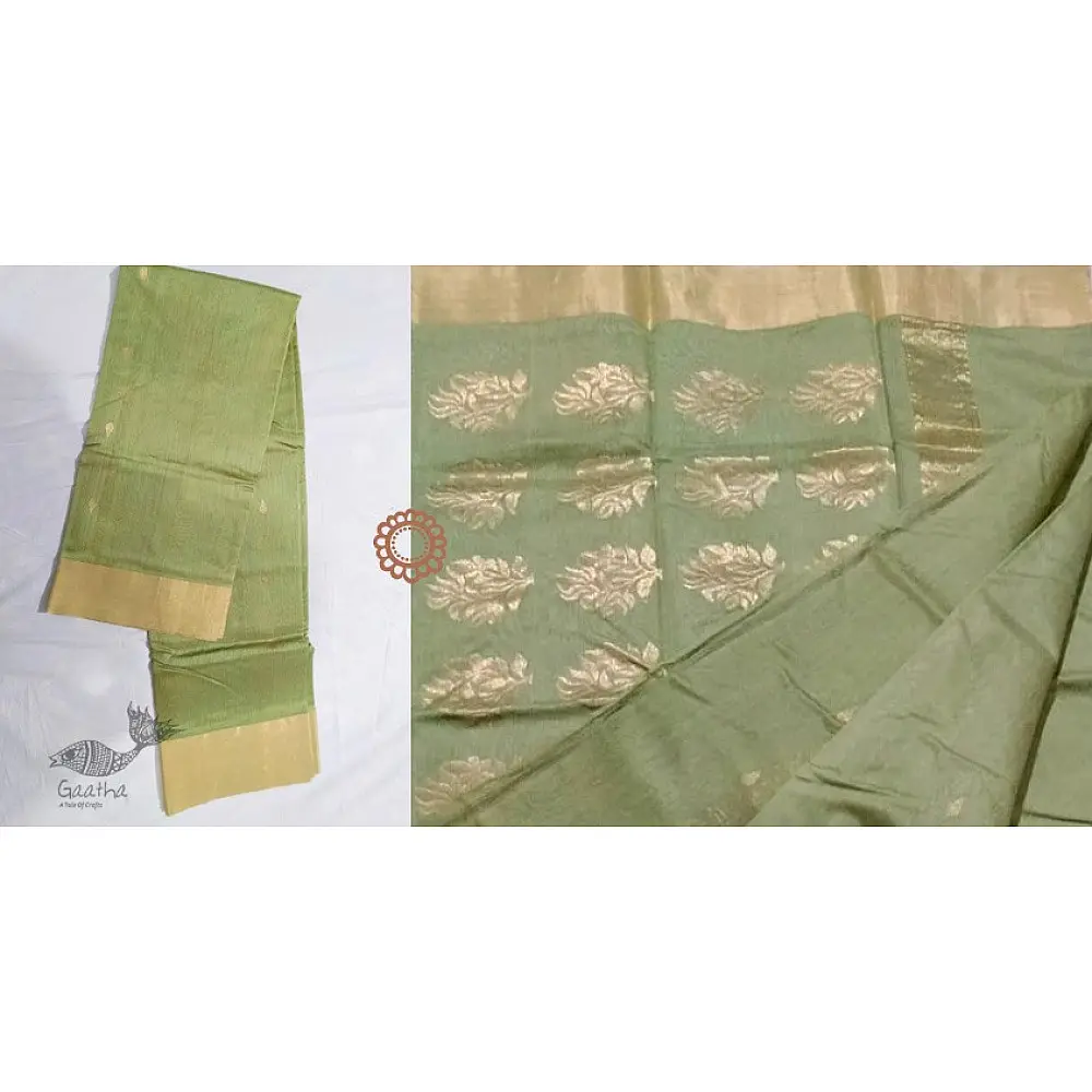 online shop handwoven chandri saree Light Green