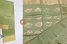 Padmapriya | Handwoven Chanderi saree - Light Green