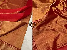 Padmapriya | Handwoven Chanderi Silk Full Zari Saree - Red & Golden