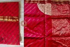 Padmapriya | Handwoven Chanderi Silk saree - Red Laheriya Style