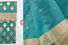 Padmapriya | Handwoven Chanderi Silk saree - Sky Blue