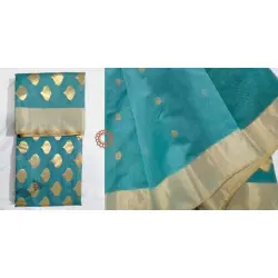 Padmapriya | Handwoven Chanderi Silk saree - Sky Blue