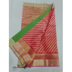 Padmapriya | Handwoven Chanderi Silk Saree - Rani Pink