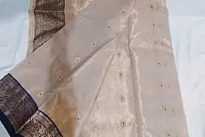 Padmapriya | Handwoven Chanderi Silk Saree - Cream Color