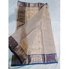Padmapriya | Handwoven Chanderi Silk Saree - Cream Color