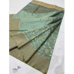 Padmapriya | Handwoven Chanderi Silk Saree - Pistachio Green