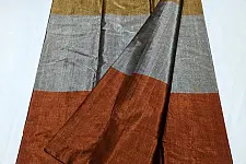 Padmapriya | Handwoven Chanderi Silk Zari Saree Golden, Silver & Copper