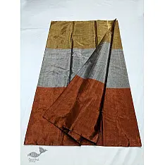 Padmapriya | Handwoven Chanderi Silk Zari Saree Golden, Silver & Copper