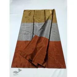 Padmapriya | Handwoven Chanderi Silk Zari Saree Golden, Silver & Copper