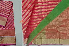 Padmapriya | Handwoven Chanderi Silk Saree - Rani Pink