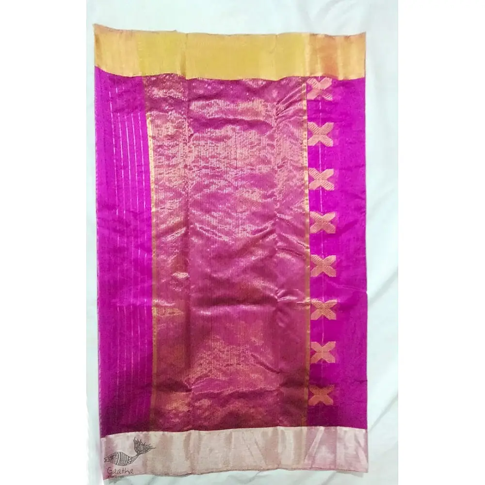 online Handwoven Chanderi Silk Magenta Saree 
